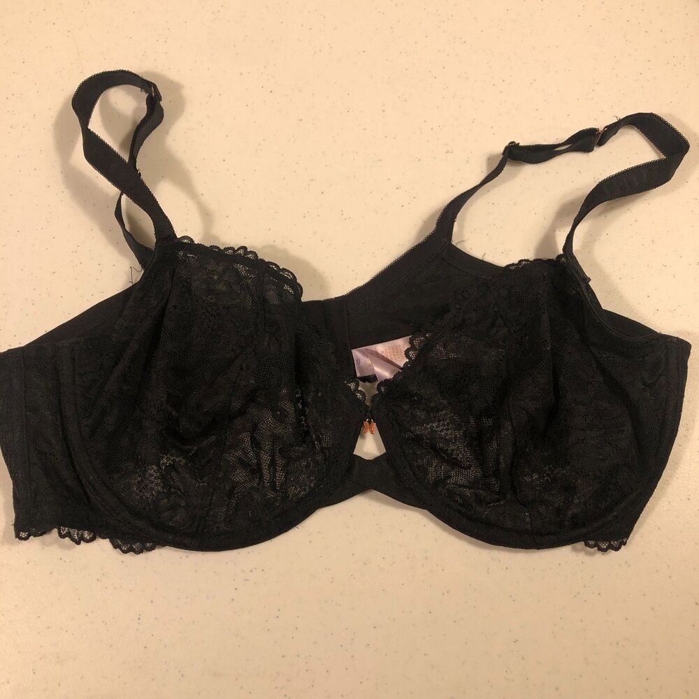 Savage X Fenty 40DD Lace‎ Bra Balconette Black Lingerie Lined Sexy Underwire